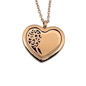 Rose Gold Heart Stainless Steel Essential Oil Aromatherapy Necklace